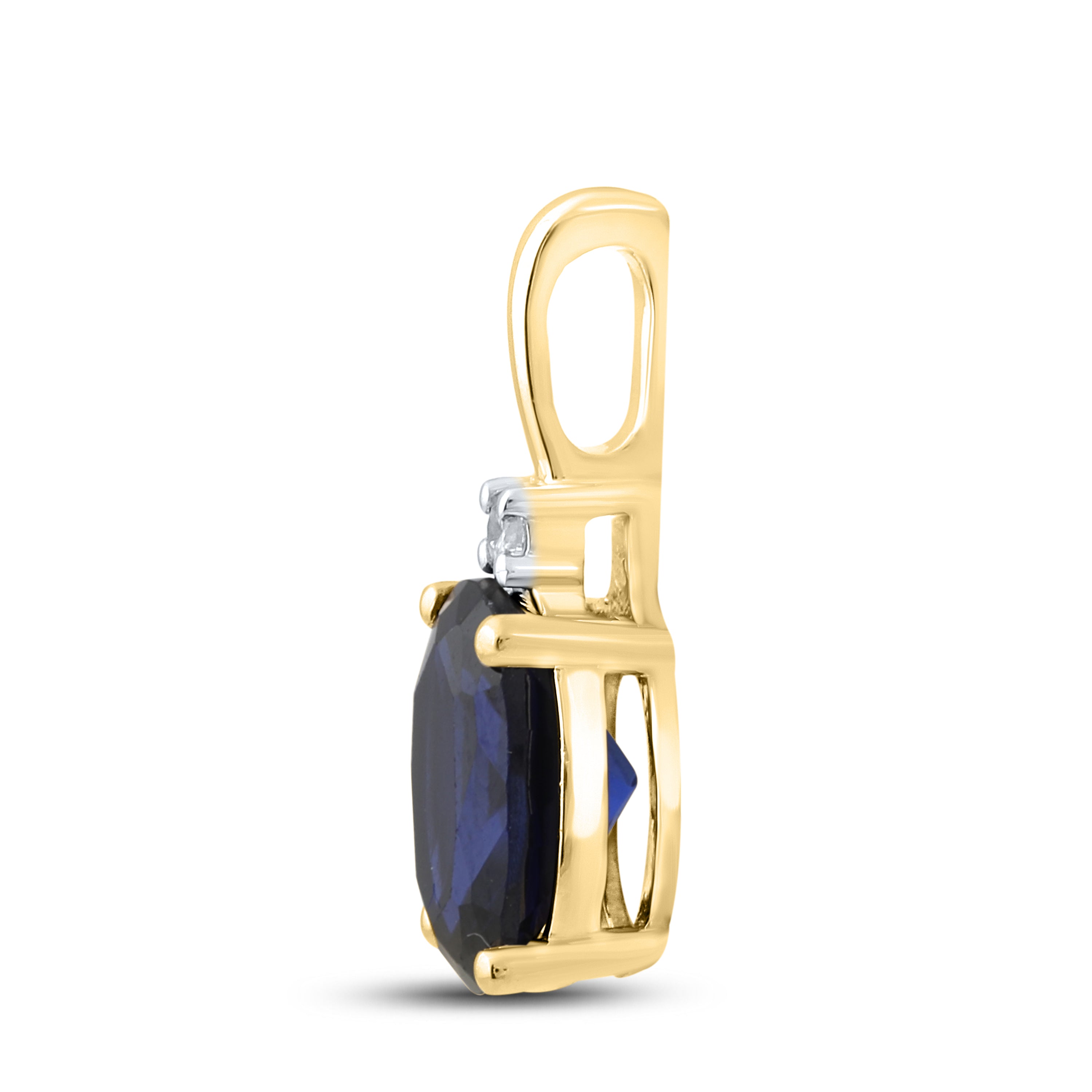 14K YELLOW GOLD LAB GROWN SAPPHIRE 0.02 CTW DIAMOND PENDANT
