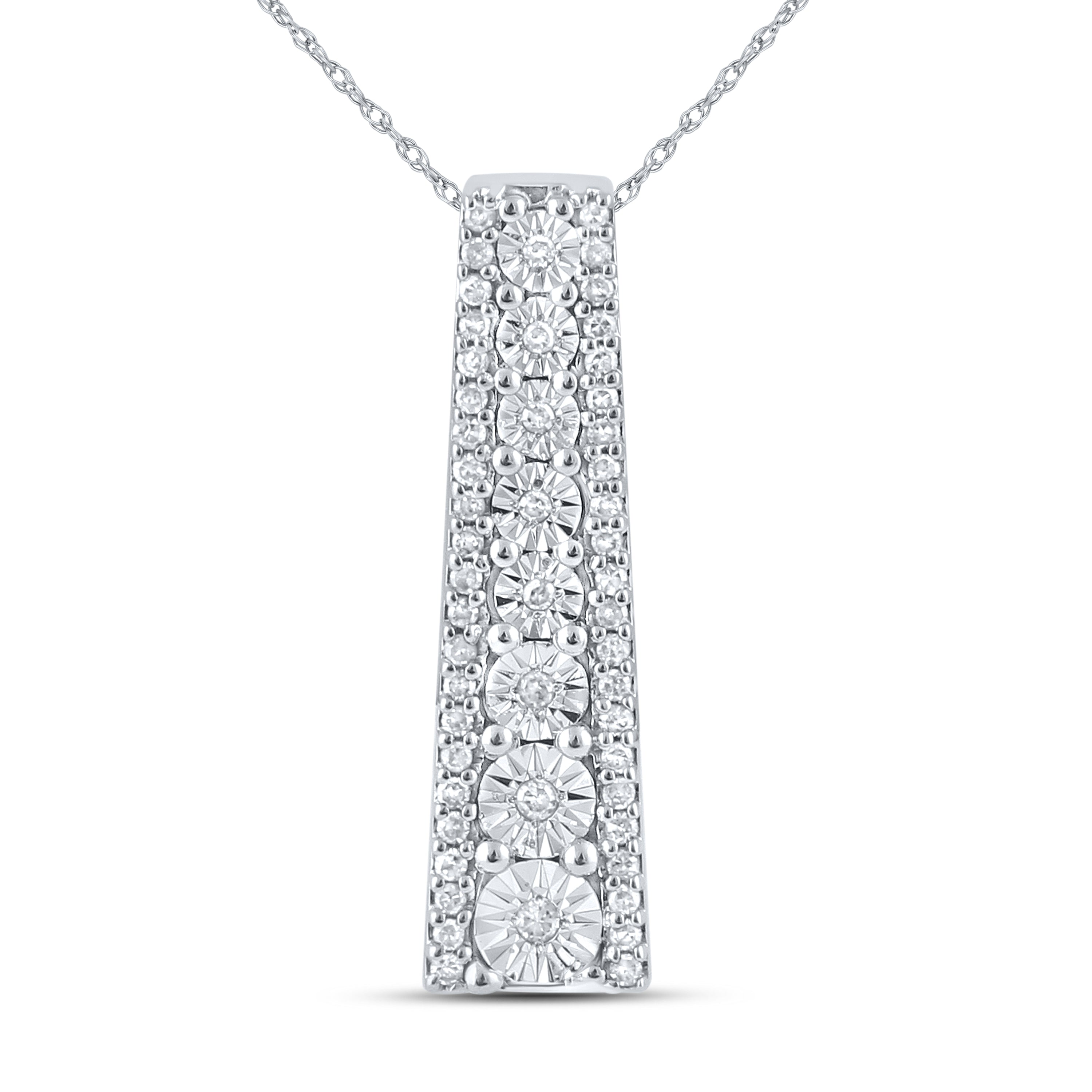 10kt White Gold 0.20 CTW Natural Diamond Pendant with 18-inch Chain