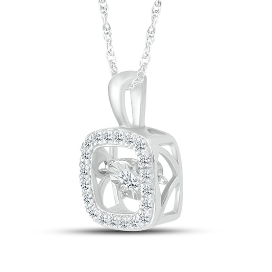 10kt White Gold 0.25 CTW Natural Diamond Pendant with 18-inch Chain