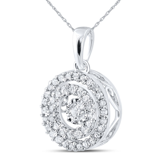 10kt White Gold 0.33 CTW Natural Diamond Pendant with 18-inch Chain