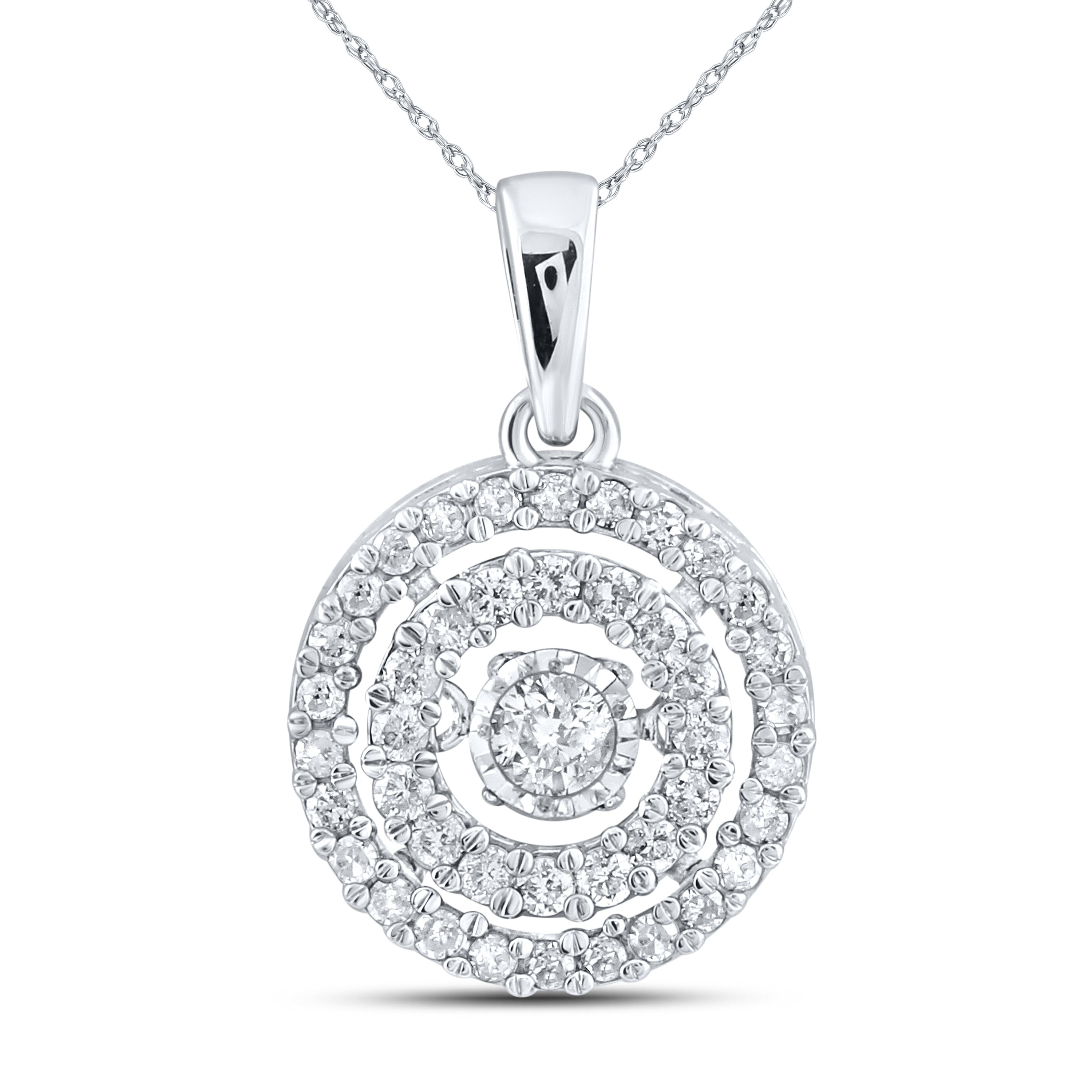 10kt White Gold 0.33 CTW Natural Diamond Pendant with 18-inch Chain