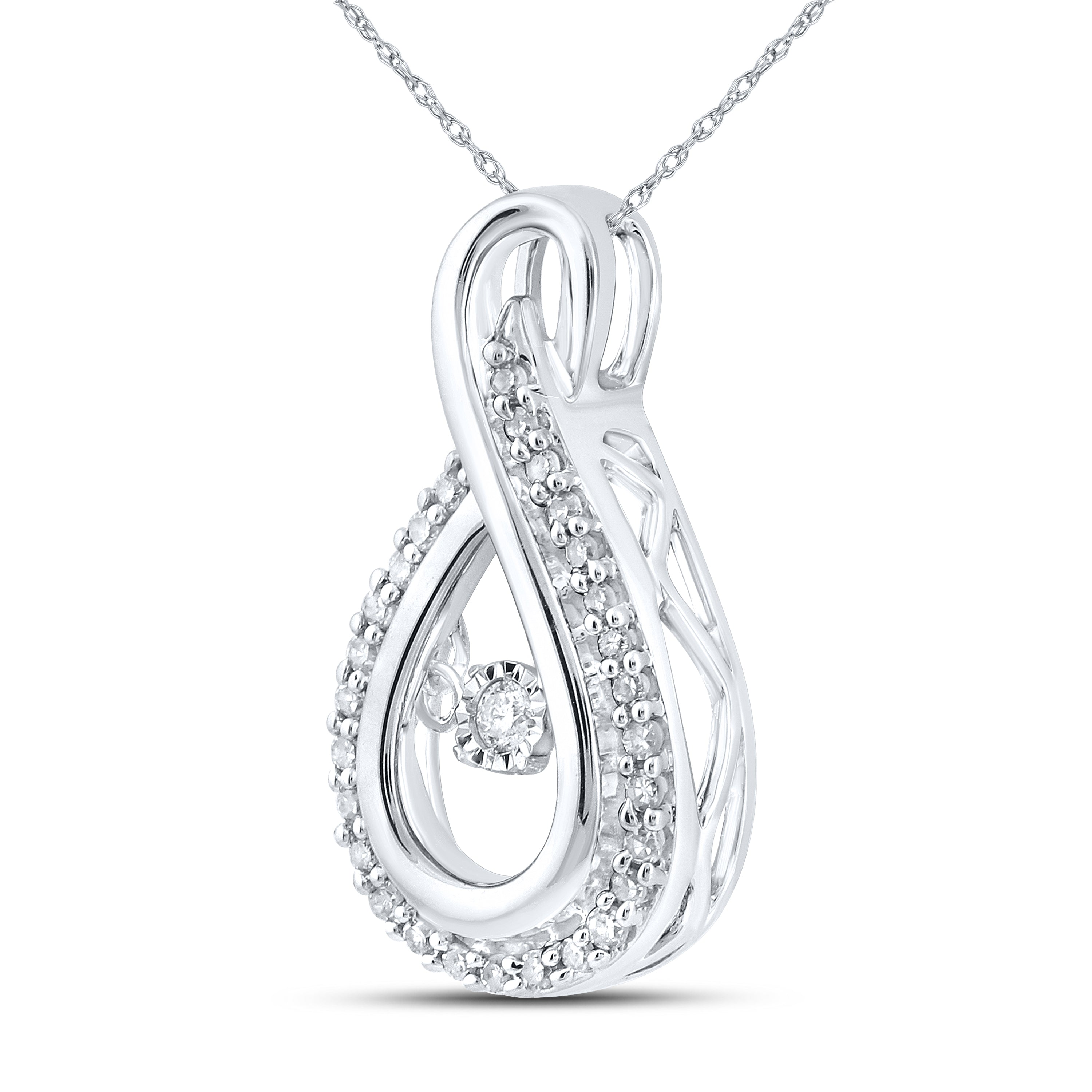 10kt White Gold 0.16 CTW Natural Diamond Pendant with 18-inch Chain