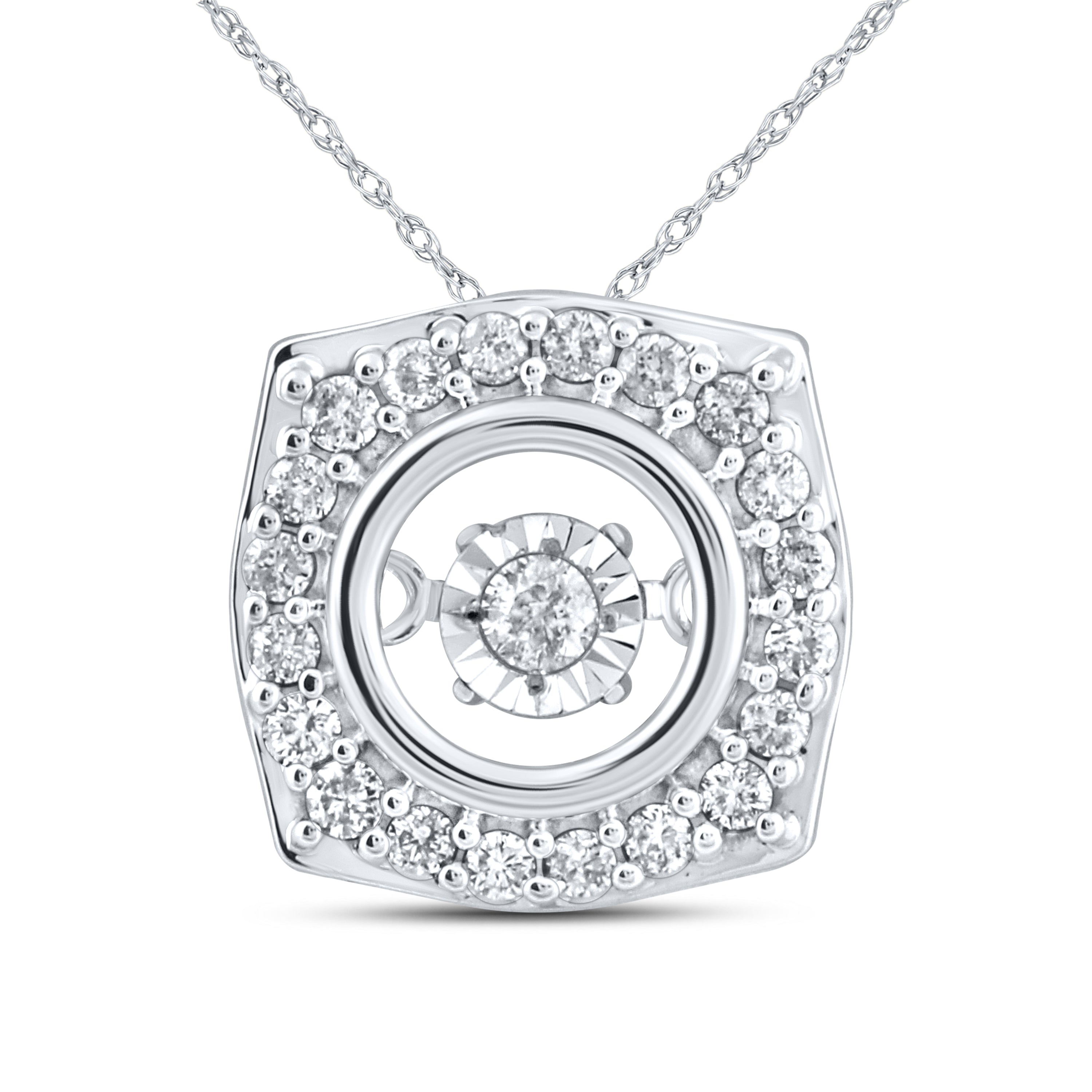 10kt White Gold 0.20 CTW Natural Diamond Pendant with 18-inch Chain