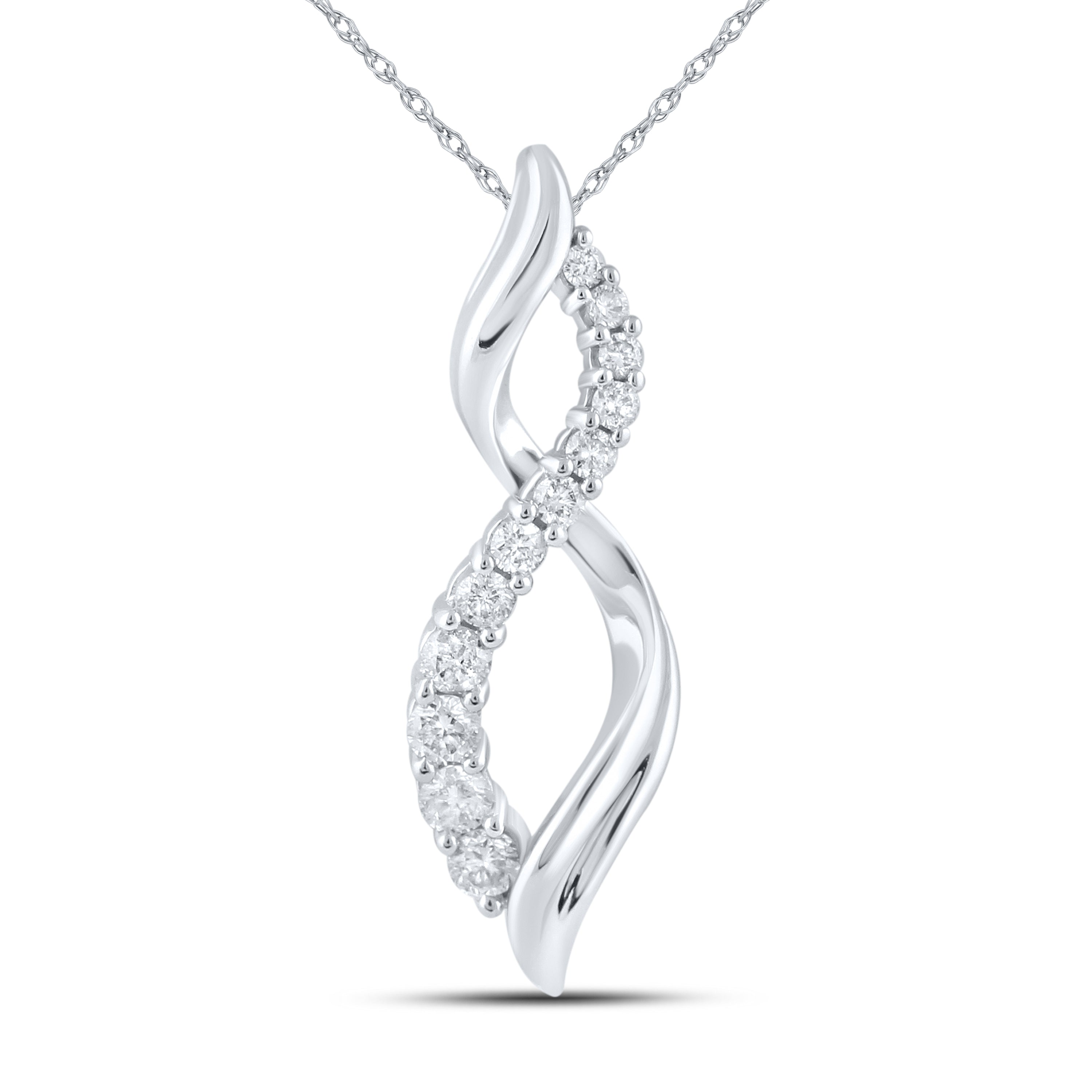 10kt White Gold 0.25 CTW Natural Diamond Pendant with 18-inch Chain