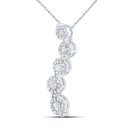 14kt White Gold 0.50 CTW Natural Diamond Pendant with 18-inch Chain