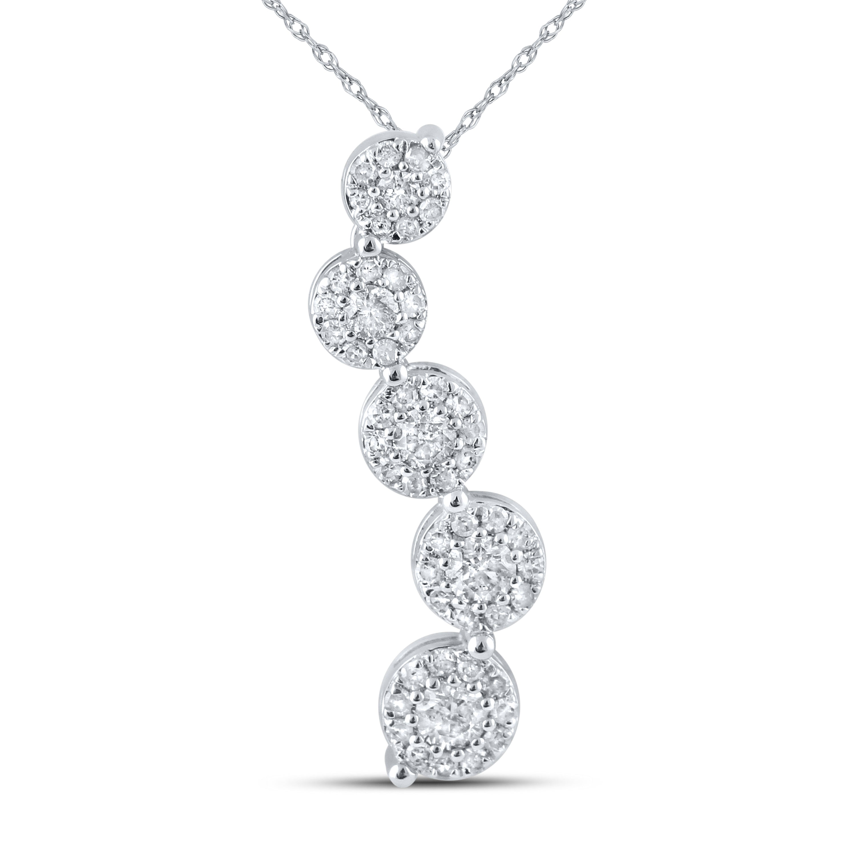 14kt White Gold 0.50 CTW Natural Diamond Pendant with 18-inch Chain