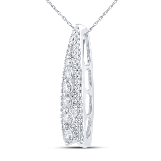 14kt White Gold 0.40 CTW Natural Diamond Pendant with 18-inch Chain