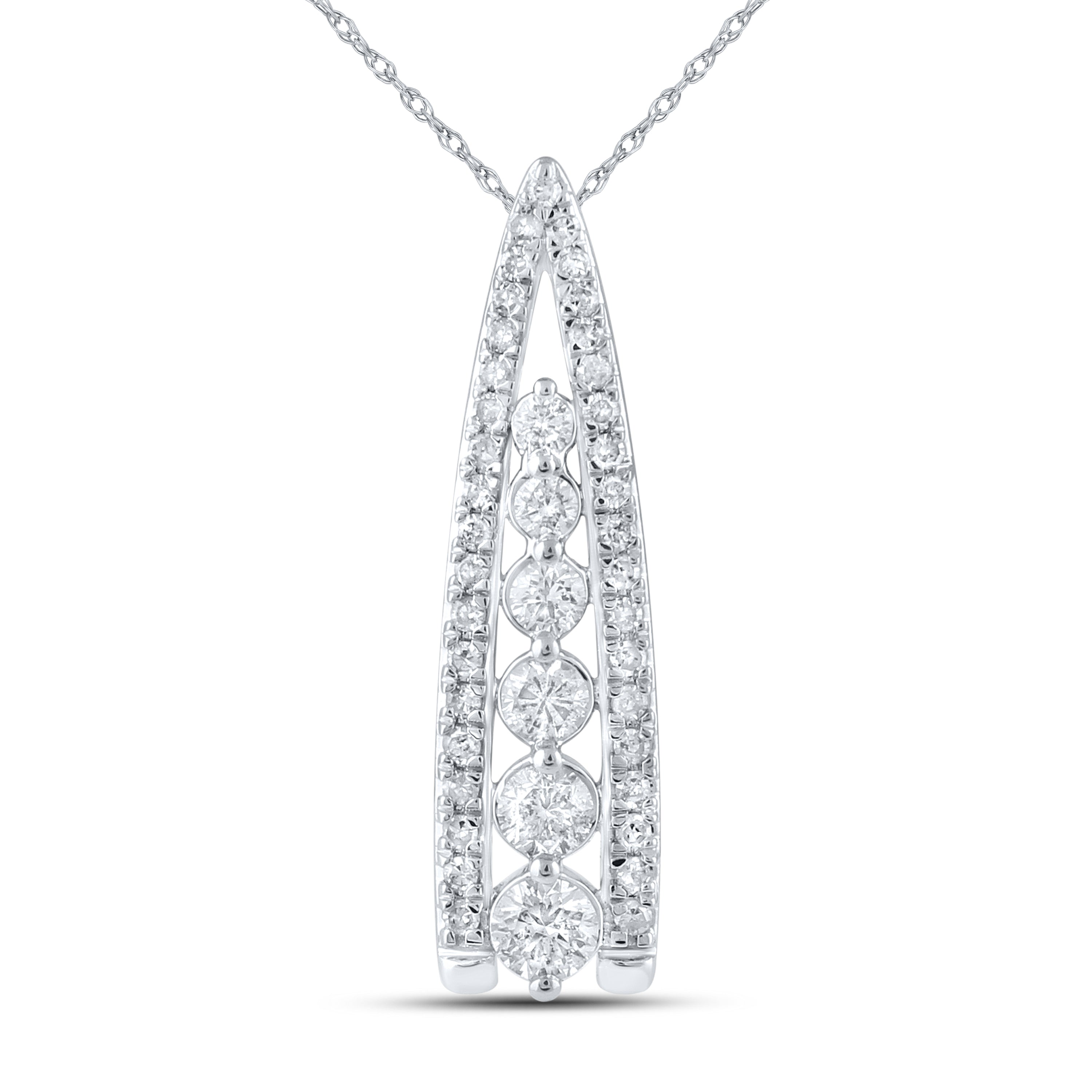 14kt White Gold 0.40 CTW Natural Diamond Pendant with 18-inch Chain