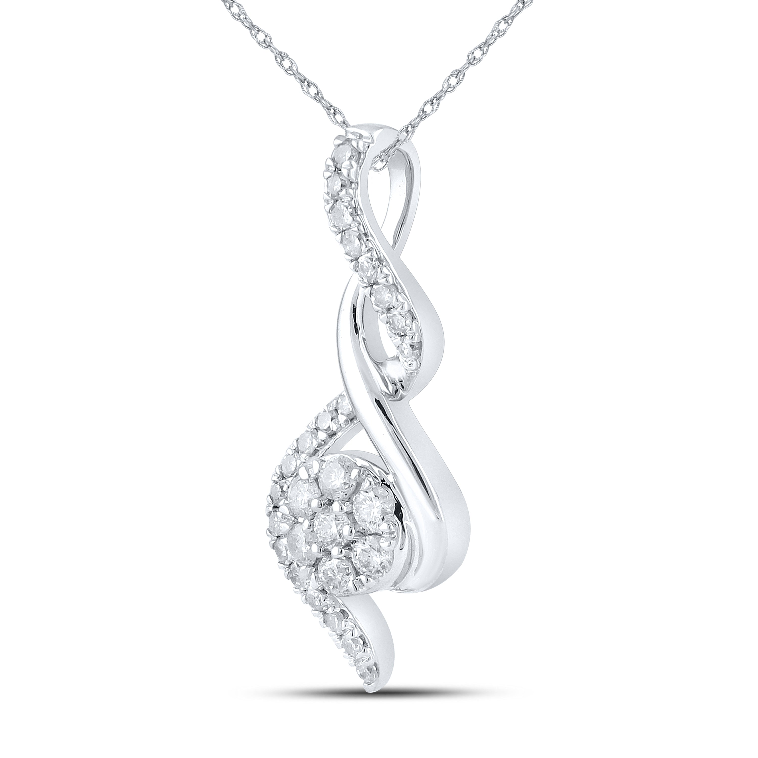 14kt White Gold 0.25 CTW Natural Diamond Pendant with 18-inch Chain