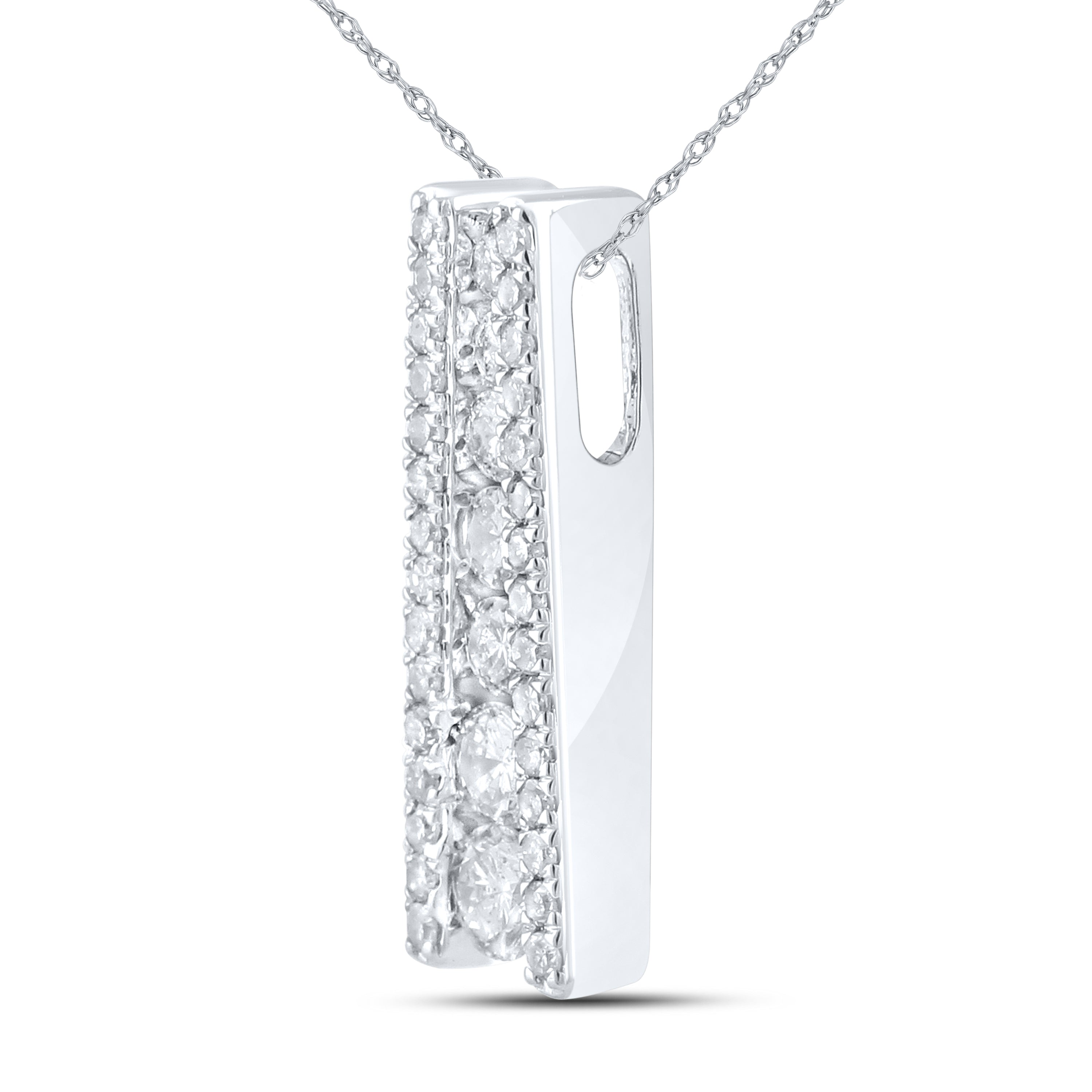 14kt White Gold 0.50 CTW Natural Diamond Pendant with 18-inch Chain