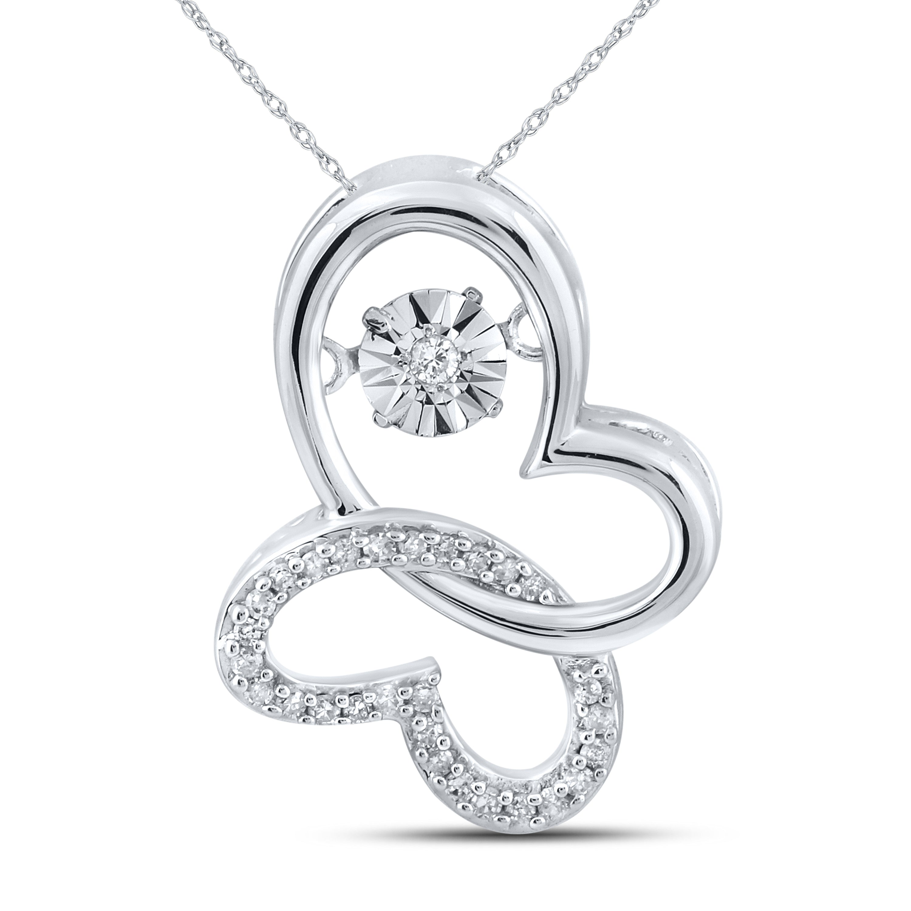 10kt White Gold 0.10 CTW Natural Diamond Pendant with 18-inch Chain
