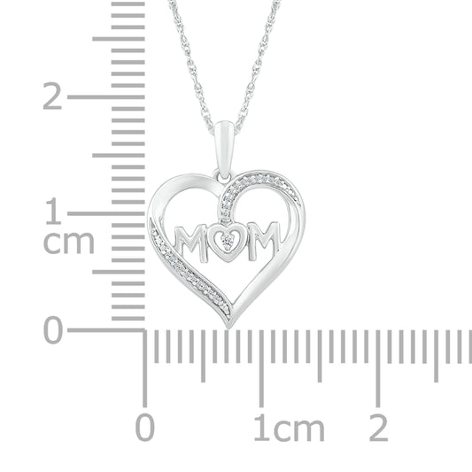 10K White Gold 0.06 CTW MOM DIAMOND PENDANT WITH 10KT CHAIN