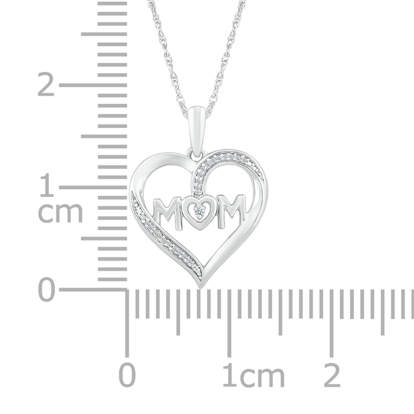 10K White Gold 0.06 CTW MOM DIAMOND PENDANT WITH 10KT CHAIN