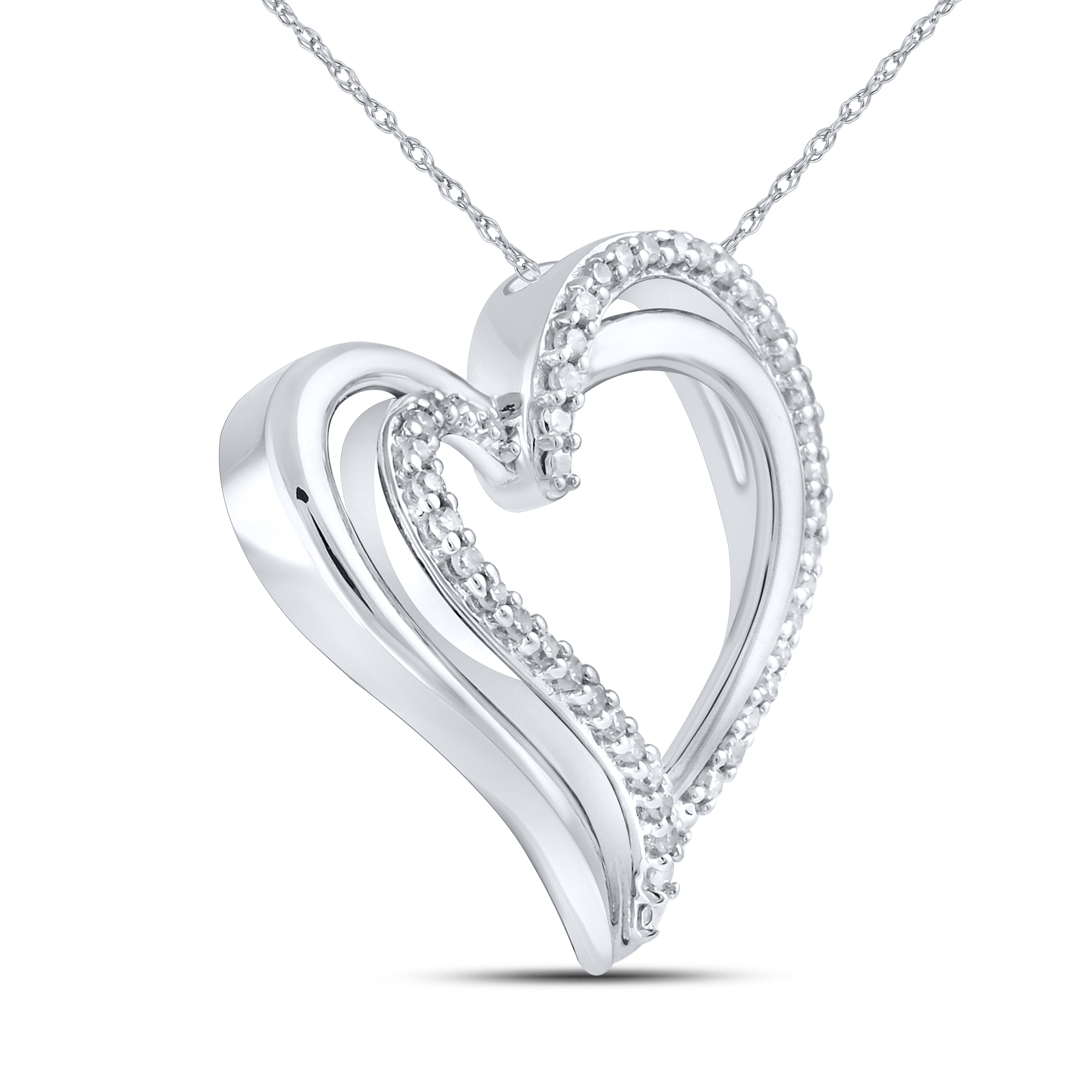 10kt White Gold 0.12 CTW Natural Diamond Pendant with 18-inch Chain