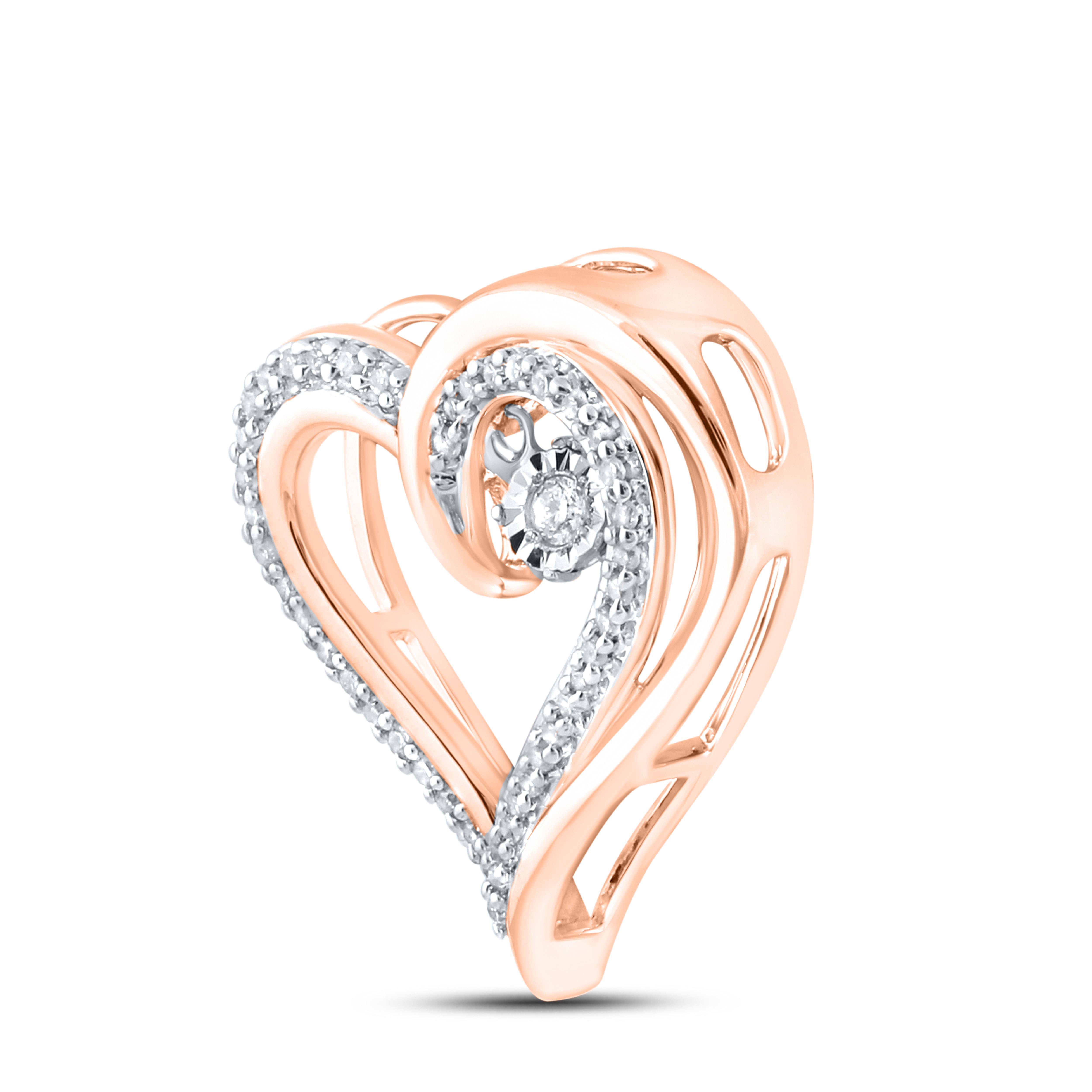 10kt Rose Gold 0.16 CTW Natural Diamond Pendant with 18-inch Chain