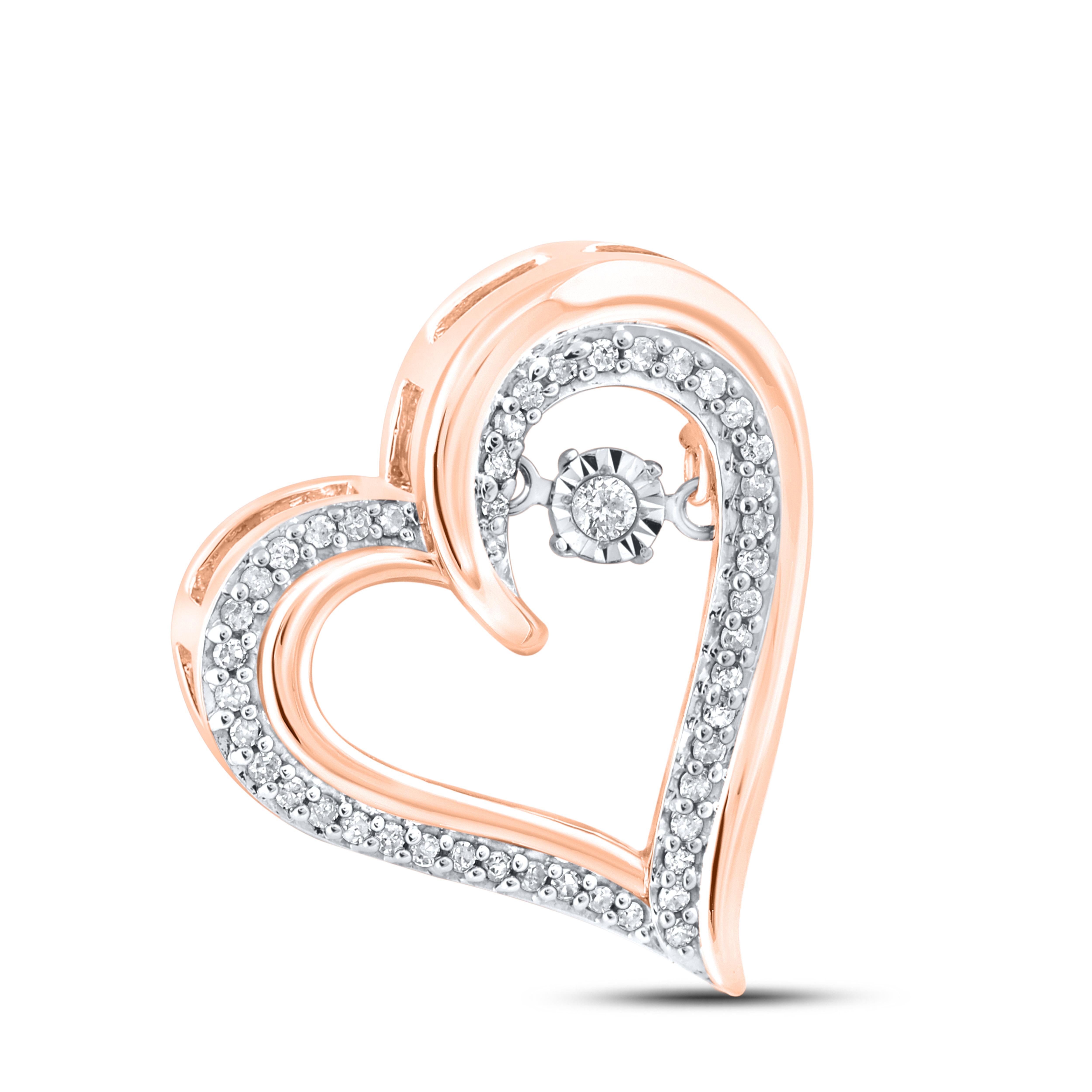 10kt Rose Gold 0.16 CTW Natural Diamond Pendant with 18-inch Chain