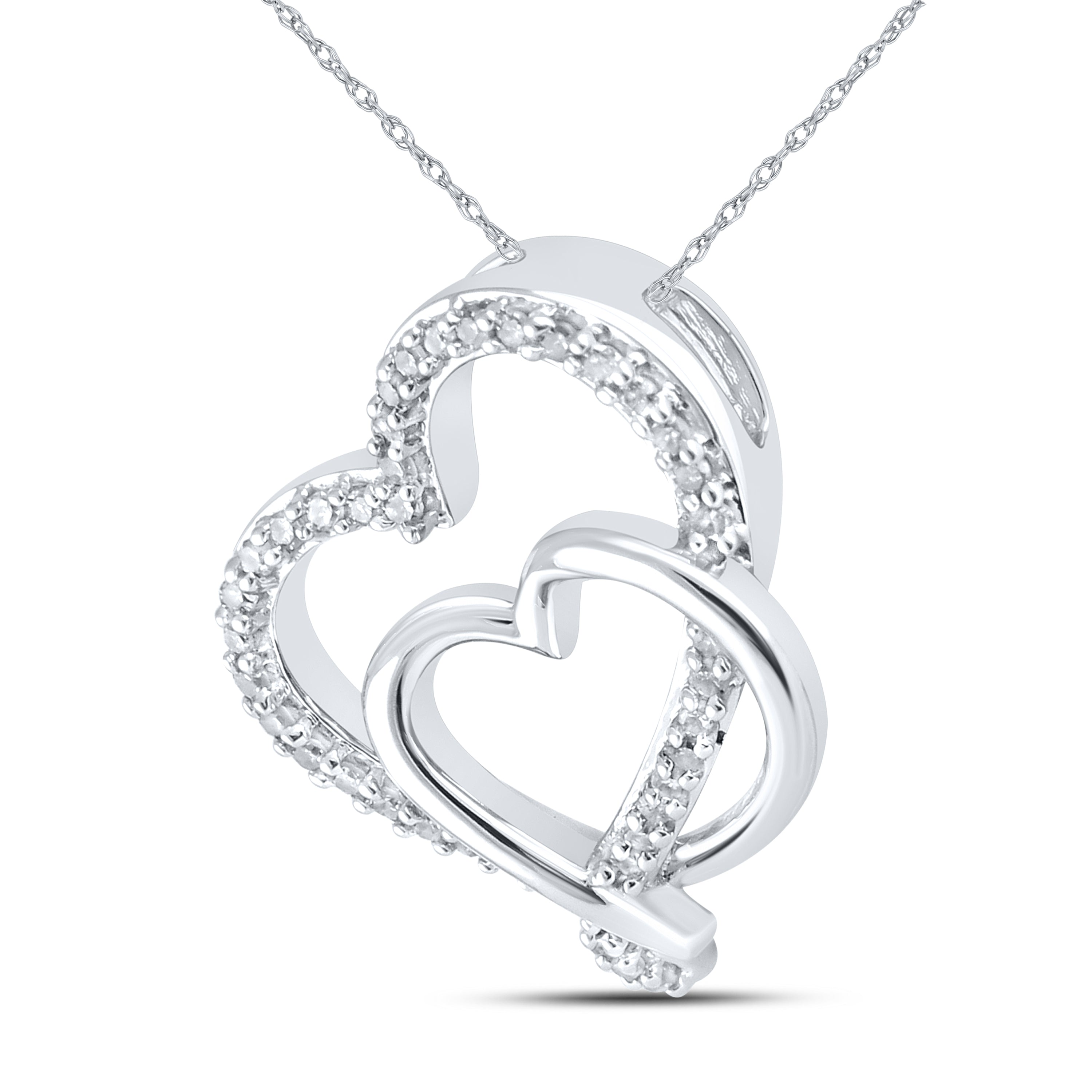 10kt White Gold 0.16 CTW Natural Diamond Pendant with 18-inch Chain