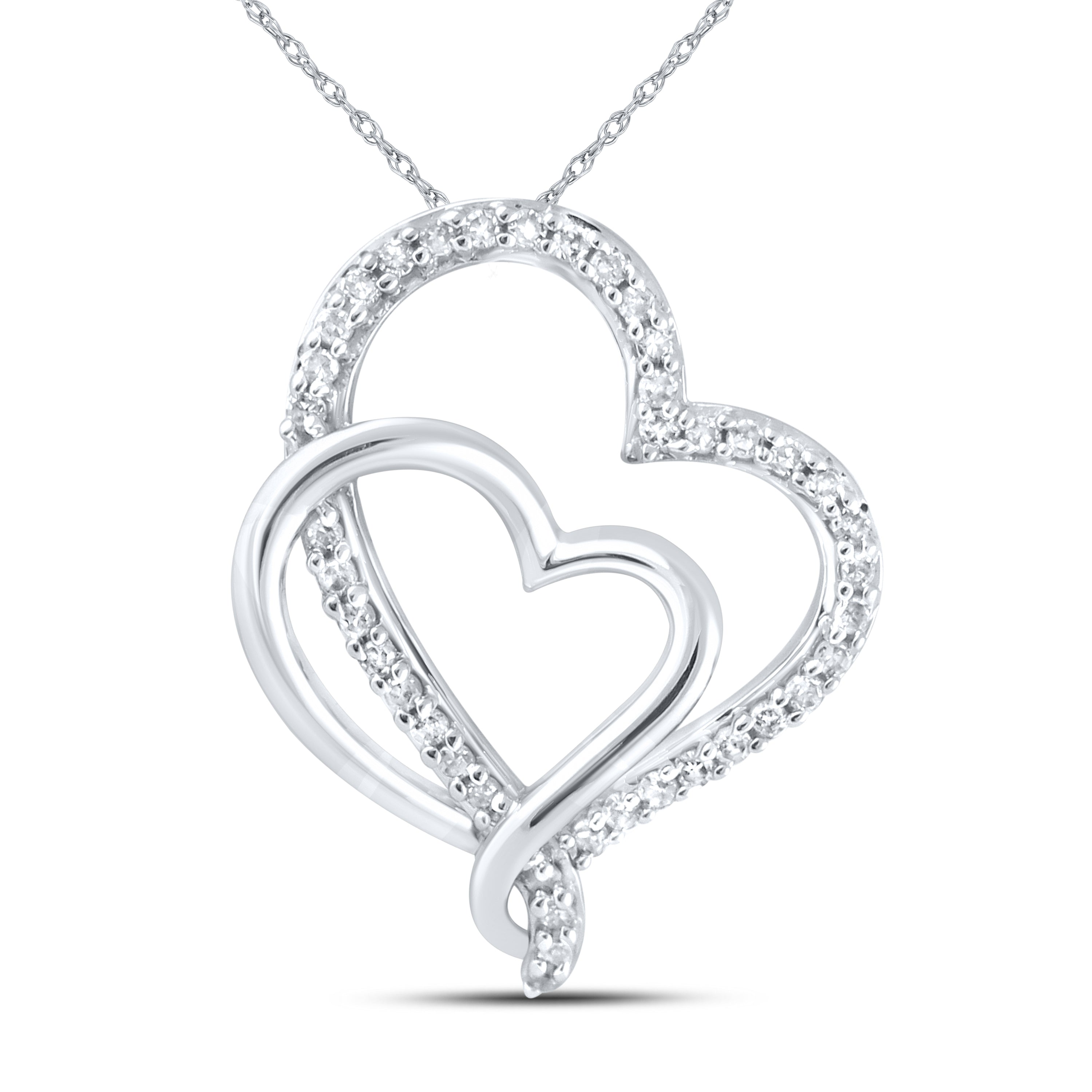 10kt White Gold 0.16 CTW Natural Diamond Pendant with 18-inch Chain