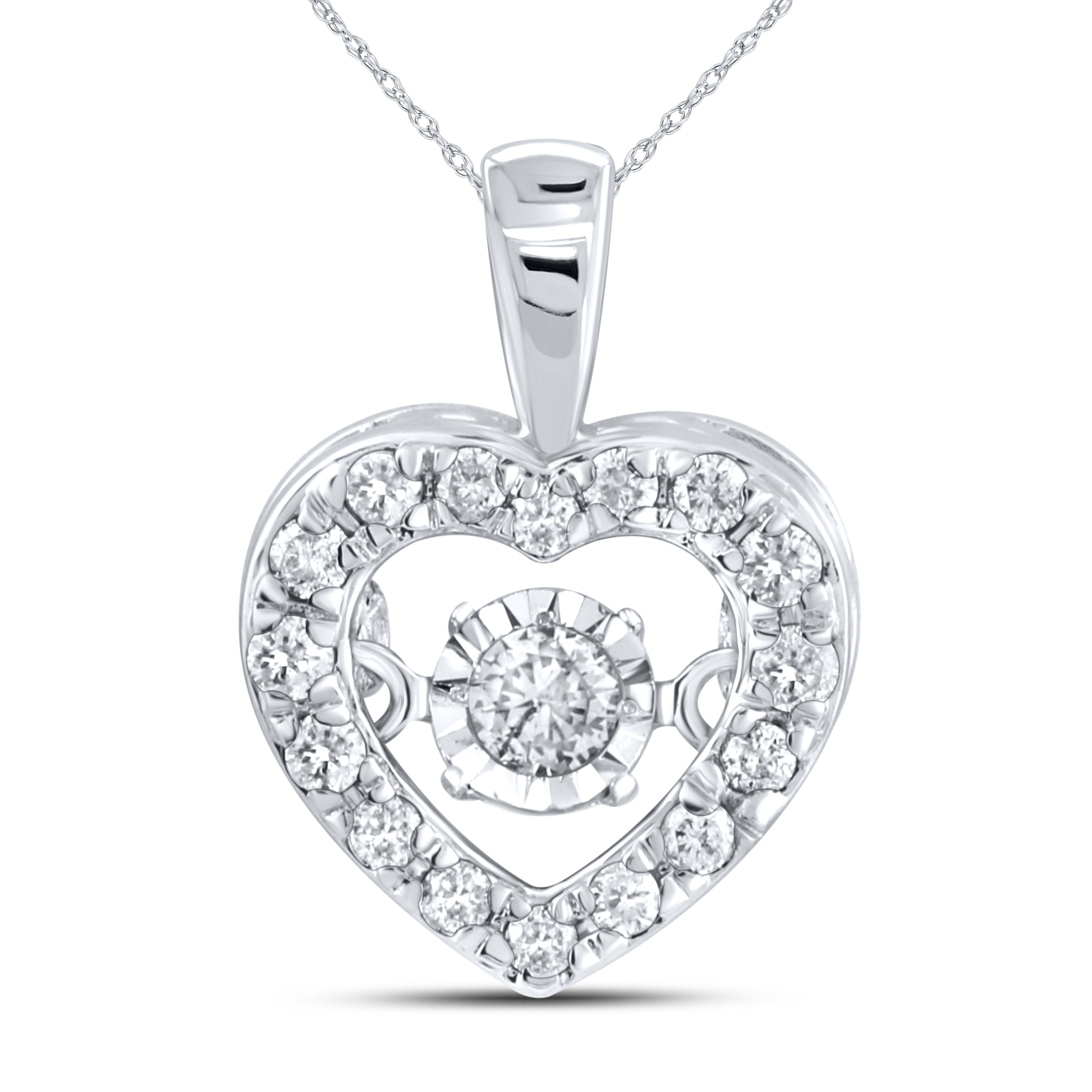 10kt White Gold 0.20 CTW Natural Diamond Pendant with 18-inch Chain