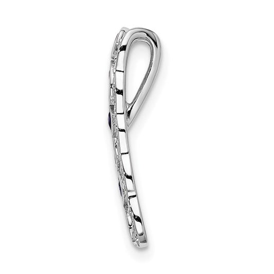 14kt White Gold 1/5ct. Diamond and .17 Sapphire Fancy Chain Slide