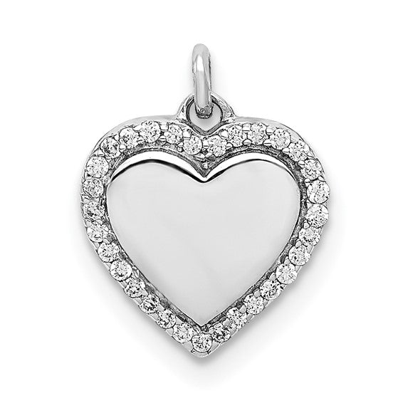14kt White Gold 1/10ct. Diamond Fancy Polished Heart Pendant