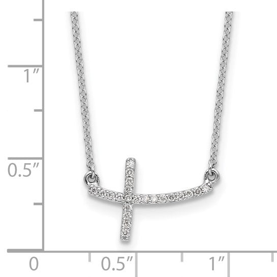 14kt White Gold Diamond Sideways Cross 18 in. Necklace