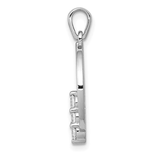 14kt White Gold 2.7mm Diamond Three Stone Circle Pendant