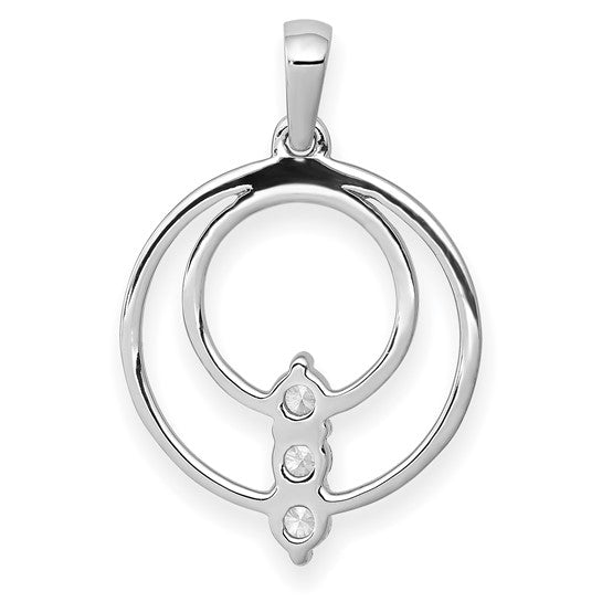 14kt White Gold 2.7mm Diamond Three Stone Circle Pendant