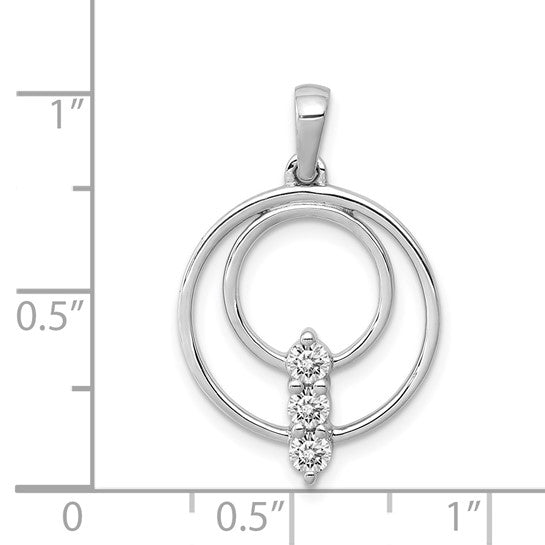 14kt White Gold 2.7mm Diamond Three Stone Circle Pendant