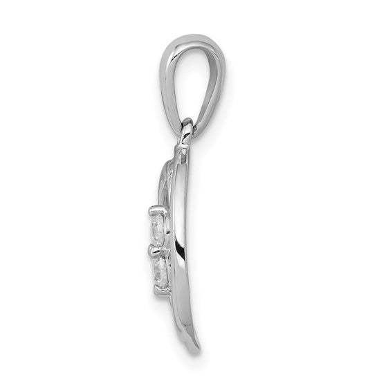 14kt White Gold Polished 1/8ct. Diamond Oval Pendant