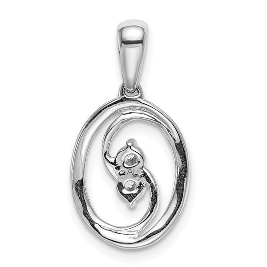 14kt White Gold Polished 1/8ct. Diamond Oval Pendant