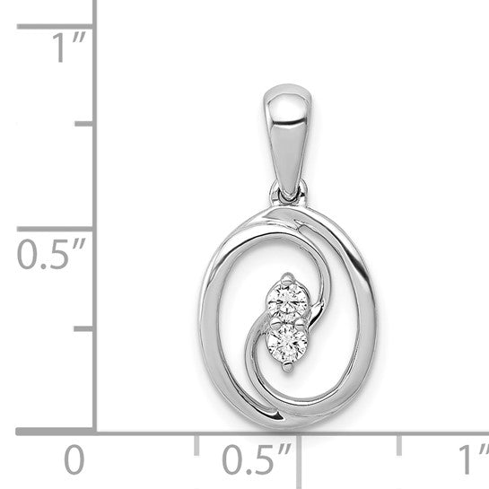 14kt White Gold Polished 1/8ct. Diamond Oval Pendant