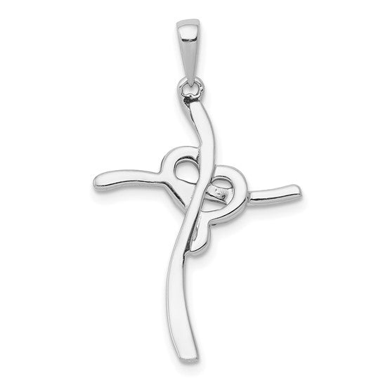 14kt White Gold 1/10ct. Champagne Diamond Heart Cross Pendant