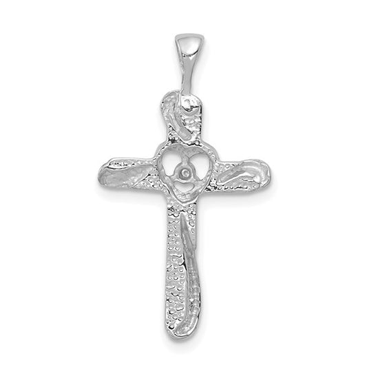 14kt White Gold AA Diamond Cross Pendant
