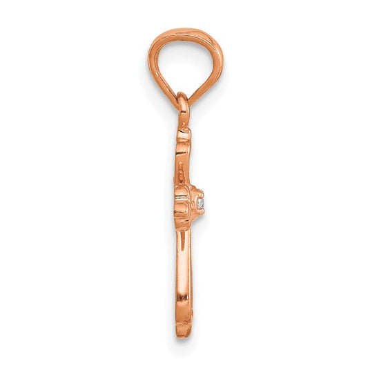 14KT Rose Gold Diamond Accented Cross Pendant