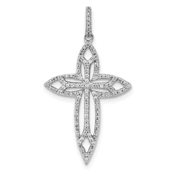 14kt White Gold 1/4ct. Diamond Fancy Cross Pendant