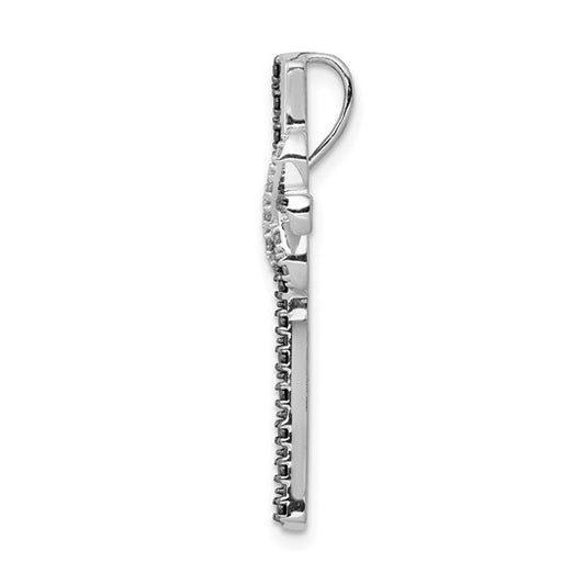 14kt White Gold Black and White Diamond Infinity Cross Chain Slide