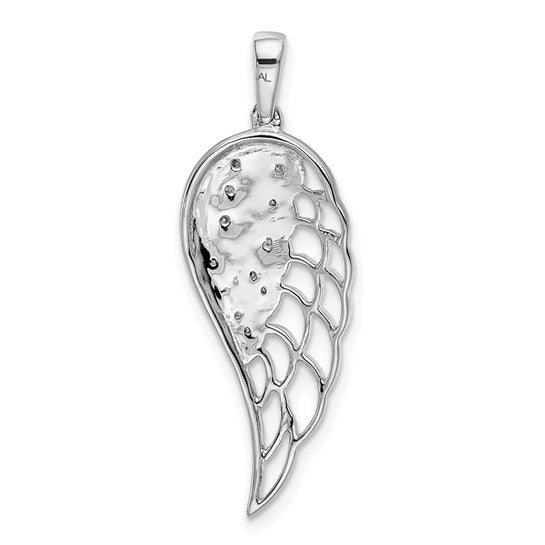 14kt White Gold Diamond Open-work Wing Pendant