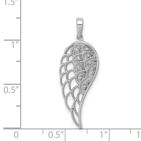 14kt White Gold Diamond Open-work Wing Pendant