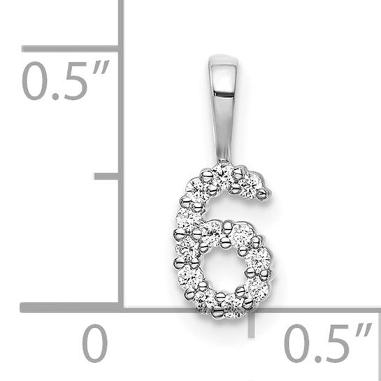 14kt White Gold Diamond Number 6 Pendant