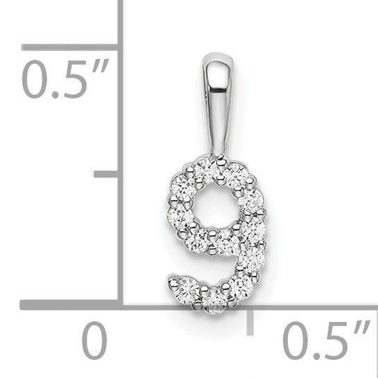 14kt White Gold Diamond Number 9 Pendant