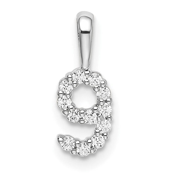 14kt White Gold Diamond Number 9 Pendant