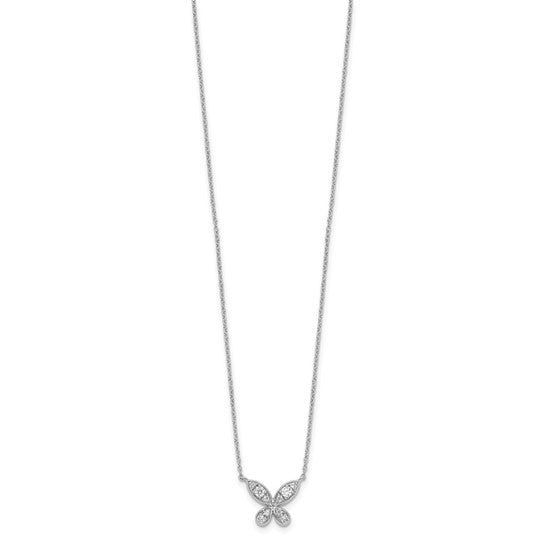 14kt White Gold Diamond Butterfly 18in Necklace