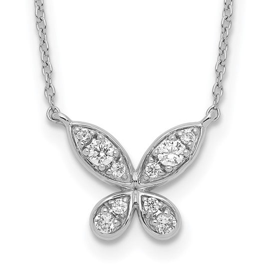 14kt White Gold Diamond Butterfly 18in Necklace