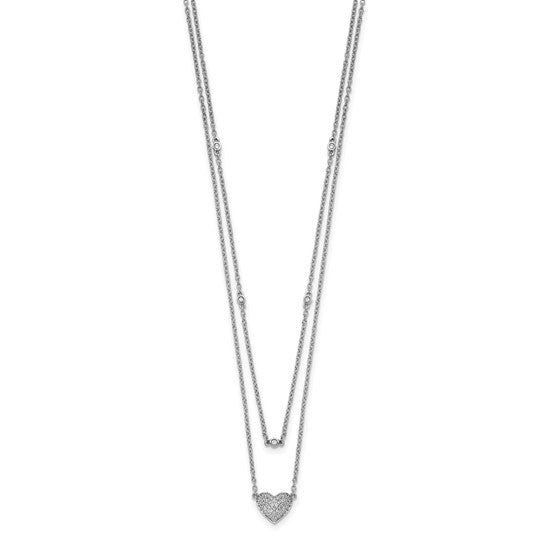 14kt White Gold Double Strand Heart 18in Necklace