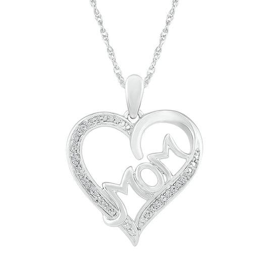 925 Sterling silver 0.080 ctw Diamond “MOM” Necklace