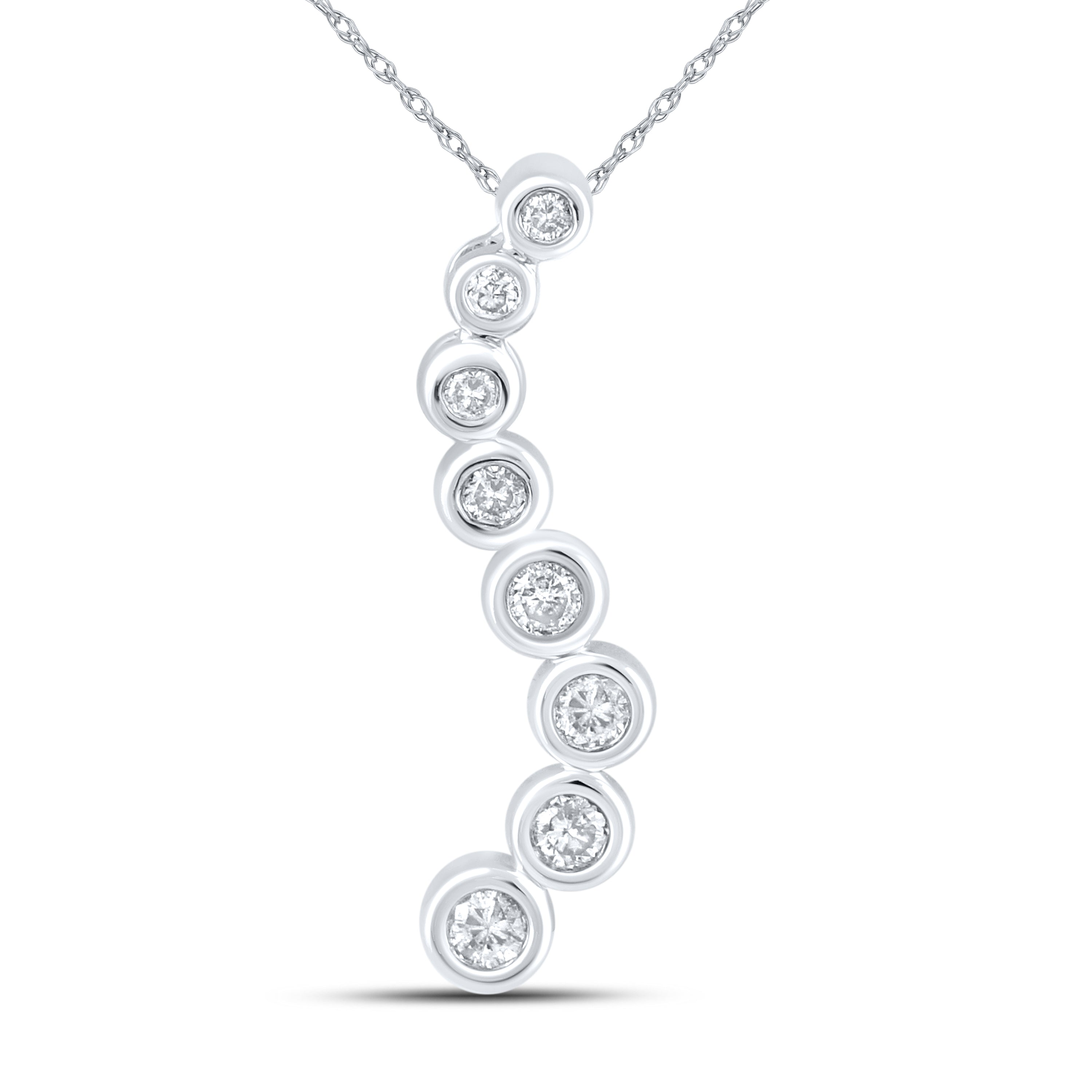 10kt White Gold 0.20 CTW Natural Diamond Pendant with 18-inch Chain