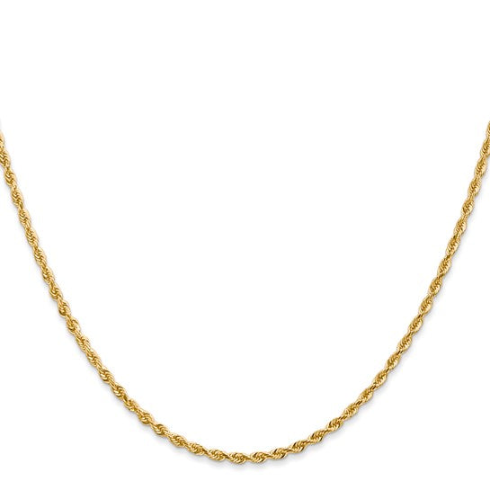 14KT Yellow Gold 22 Inch 2mm Diamond-cut Quadruple Rope Lobster Clasp Chain