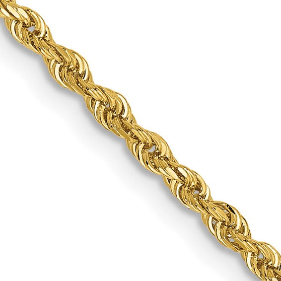 14KT Yellow Gold 22 Inch 2mm Diamond-cut Quadruple Rope Lobster Clasp Chain