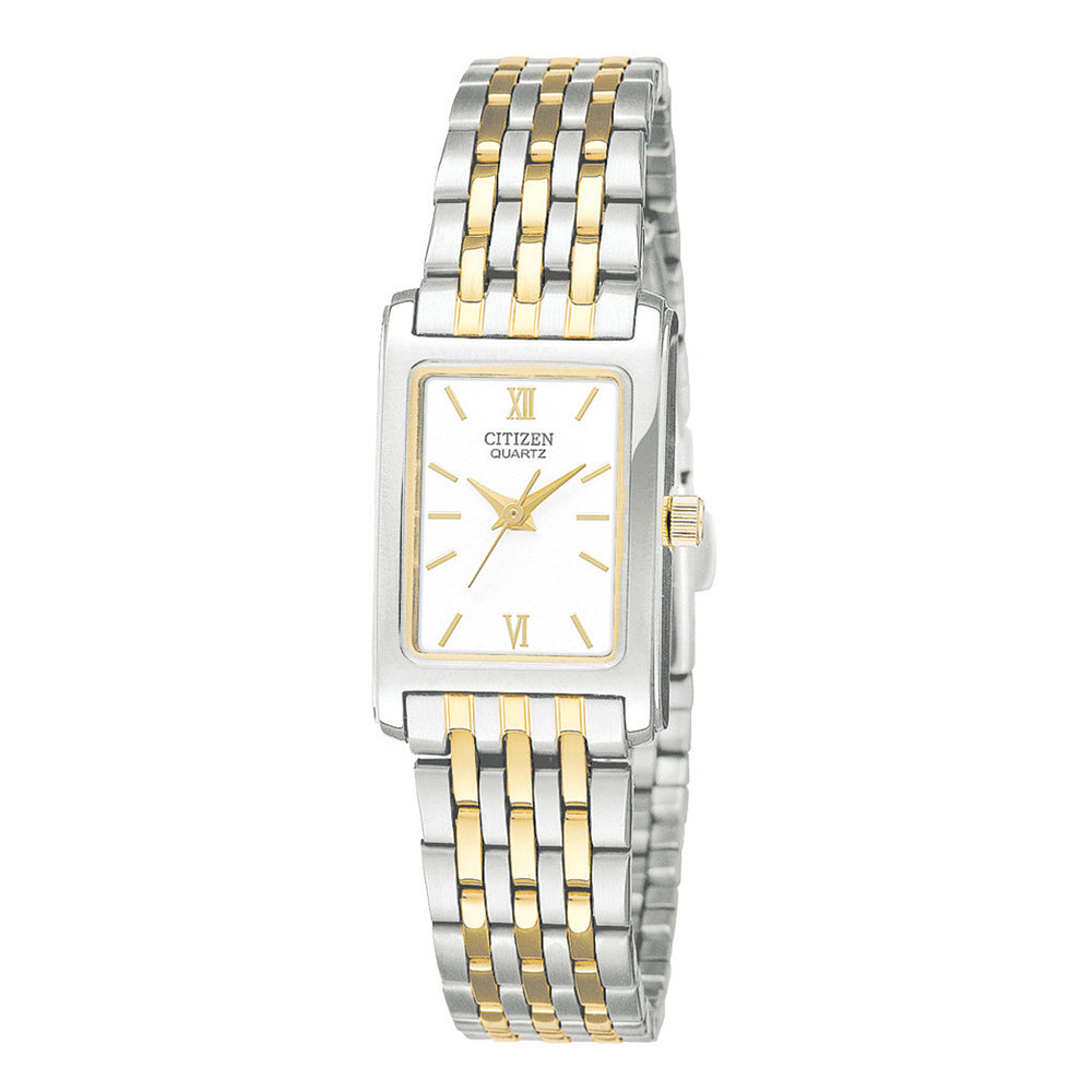 Citizen® Womens Rectangular Two-Tone Stainless Steel Bracelet Watch EJ5854-56A